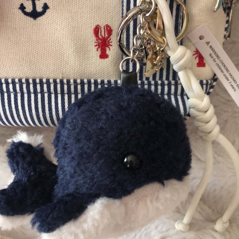 Nautical Anchor Print Cream Canvas Crossbody Bag Mini Tote with Red Scarf - Picture 4 of 14